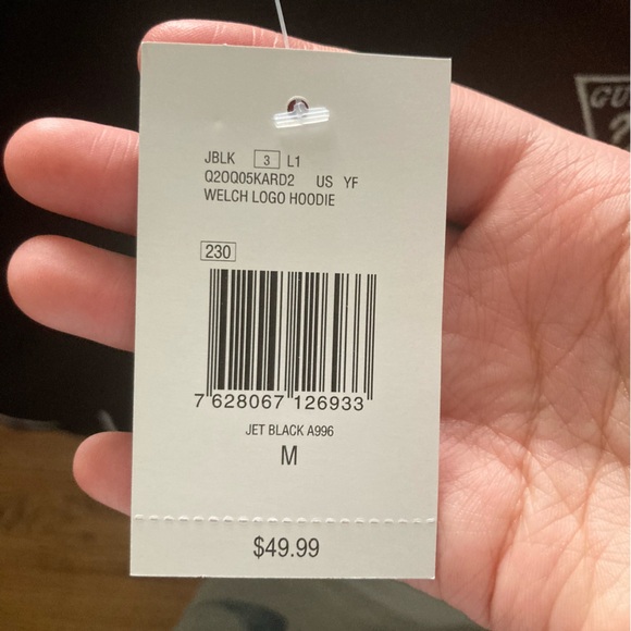 GUESS Black Cropped Hoodie with White Accents - Picture 5 of 5